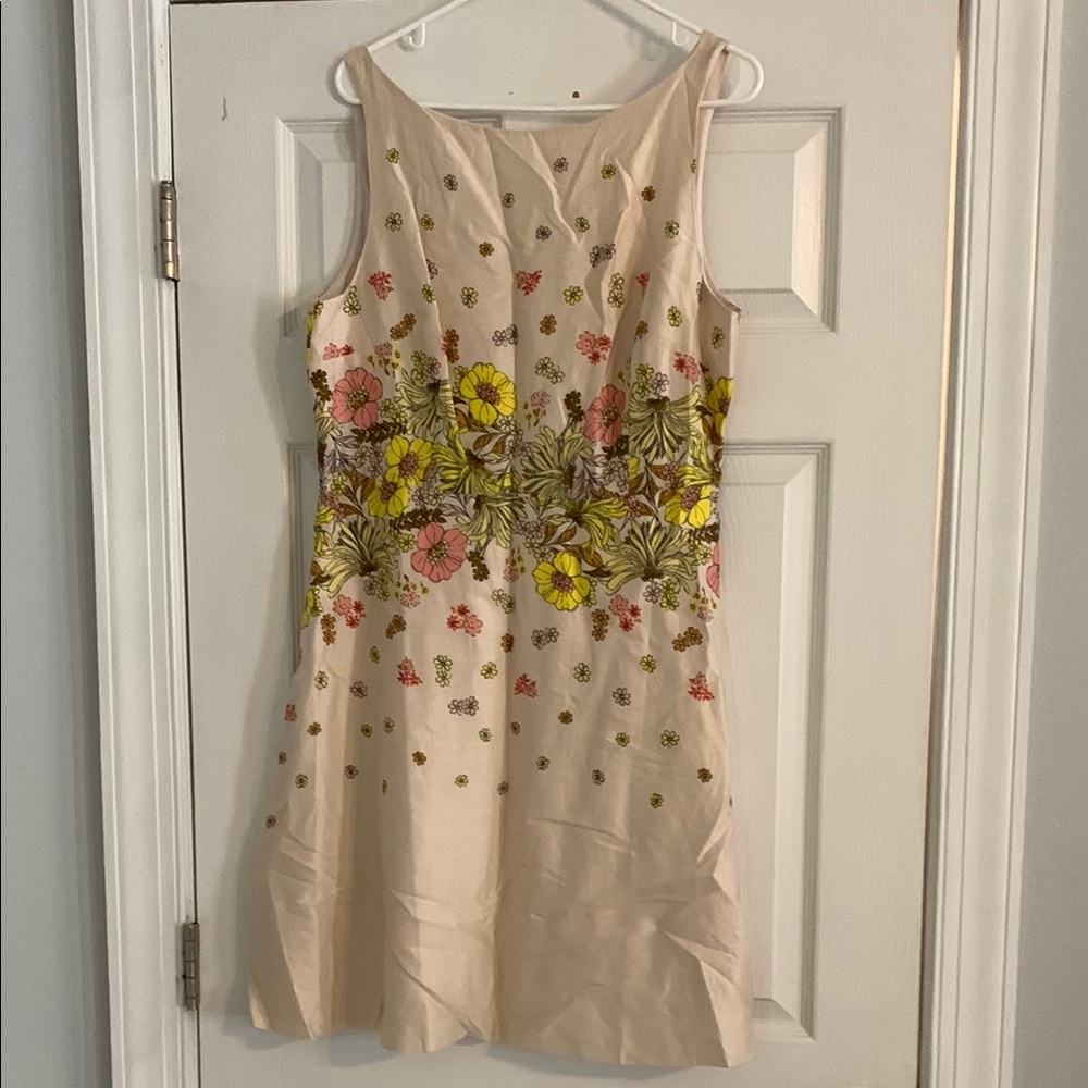 Floral Sleeveless Dress - Cream with Multicolor Accents